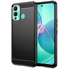 For Infinix Hot 12 Play NFC Brushed Texture Carbon Fiber TPU Phone Case(Black) - 1