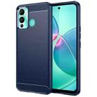 For Infinix Hot 12 Play NFC Brushed Texture Carbon Fiber TPU Phone Case(Blue) - 1