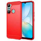 For Infinix Hot 12 Pro Brushed Texture Carbon Fiber TPU Phone Case(Red) - 1