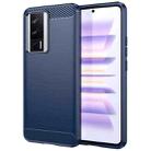 For Xiaomi Redmi K60 Pro Brushed Texture Carbon Fiber TPU Phone Case(Blue) - 1