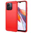 For Xiaomi Redmi 12C Brushed Texture Carbon Fiber TPU Phone Case(Red) - 1