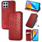 For Honor X8 5G Cubic Grid Pressed Magnetic Leather Phone Case(Red) - 1