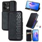 For OPPO Reno8 Pro Cubic Grid Pressed Magnetic Leather Phone Case(Black) - 1