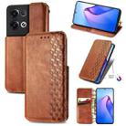 For OPPO Reno8 Pro Cubic Grid Pressed Magnetic Leather Phone Case(Brown) - 1