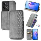 For OPPO Reno8 Pro Cubic Grid Pressed Magnetic Leather Phone Case(Gray) - 1