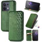 For OPPO Reno8 Cubic Grid Pressed Magnetic Leather Phone Case(Green) - 1