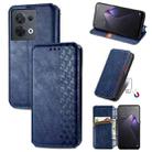 For OPPO Reno8 Cubic Grid Pressed Magnetic Leather Phone Case(Blue) - 1