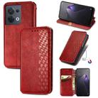 For OPPO Reno8 Cubic Grid Pressed Magnetic Leather Phone Case(Red) - 1