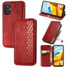 For Xiaomi Poco M5 Cubic Grid Pressed Magnetic Leather Phone Case(Red) - 1