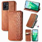 For vivo T2X 5G Cubic Grid Pressed Magnetic Leather Phone Case(Brown) - 1