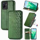 For vivo T2X 5G Cubic Grid Pressed Magnetic Leather Phone Case(Green) - 1
