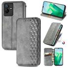 For vivo T2X 5G Cubic Grid Pressed Magnetic Leather Phone Case(Gray) - 1