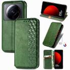 For Xiaomi 12S Ultra Cubic Grid Pressed Magnetic Leather Phone Case(Green) - 1