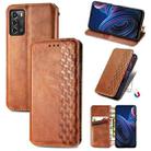 For ZTE Blade A72 4G Cubic Grid Pressed Magnetic Leather Phone Case(Brown) - 1