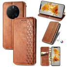 For Huawei Mate 50 Pro Cubic Grid Pressed Magnetic Leather Phone Case(Brown) - 1