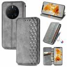 For Huawei Mate 50 Pro Cubic Grid Pressed Magnetic Leather Phone Case(Gray) - 1
