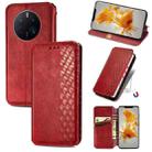 For Huawei Mate 50 Pro Cubic Grid Pressed Magnetic Leather Phone Case(Red) - 1