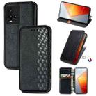 For vivo iQOO 10 Cubic Grid Pressed Magnetic Leather Phone Case(Black) - 1