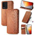 For vivo iQOO 10 Cubic Grid Pressed Magnetic Leather Phone Case(Brown) - 1