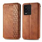 For vivo iQOO 10 Cubic Grid Pressed Magnetic Leather Phone Case(Brown) - 2