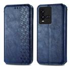 For vivo iQOO 10 Cubic Grid Pressed Magnetic Leather Phone Case(Blue) - 2