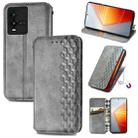 For vivo iQOO 10 Cubic Grid Pressed Magnetic Leather Phone Case(Gray) - 1