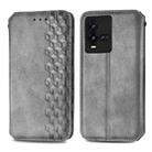 For vivo iQOO 10 Cubic Grid Pressed Magnetic Leather Phone Case(Gray) - 2