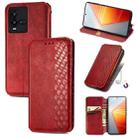 For vivo iQOO 10 Cubic Grid Pressed Magnetic Leather Phone Case(Red) - 1