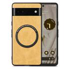 For Google Pixel 6A Solid Color Magsafe Leather Phone Case(Yellow) - 1