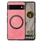 For Google Pixel 6A Solid Color Magsafe Leather Phone Case(Pink) - 1