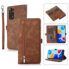 For Xiaomi Redmi A1+ Zipper Card Slot Buckle Wallet Leather Phone Case(Brown) - 1