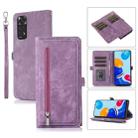 For Xiaomi 12T / 12T Pro / Redmi K50 Ultra Zipper Card Slot Buckle Wallet Leather Phone Case(Purple) - 1