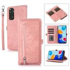 For Xiaomi Redmi Note 11 4G Global Zipper Card Slot Buckle Wallet Leather Phone Case(Pink) - 1
