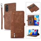 For Xiaomi Redmi Note 11 4G Global Zipper Card Slot Buckle Wallet Leather Phone Case(Brown) - 1
