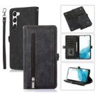 For Samsung Galaxy S23 5G Zipper Card Slot Buckle Wallet Leather Phone Case(Black) - 1