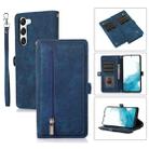 For Samsung Galaxy S23+ 5G Zipper Card Slot Buckle Wallet Leather Phone Case(Blue) - 1