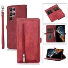For Samsung Galaxy S23 Ultra 5G Zipper Card Slot Buckle Wallet Leather Phone Case(Red) - 1