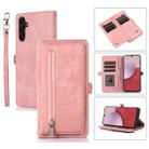For Samsung Galaxy A14 5G Zipper Card Slot Buckle Wallet Leather Phone Case(Pink) - 1