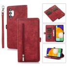 For Samsung Galaxy A13 4G / 5G Zipper Card Slot Buckle Wallet Leather Phone Case(Red) - 1
