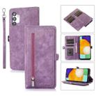 For Samsung Galaxy A13 4G / 5G Zipper Card Slot Buckle Wallet Leather Phone Case(Purple) - 1