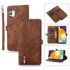 For Samsung Galaxy A13 4G / 5G Zipper Card Slot Buckle Wallet Leather Phone Case(Brown) - 1