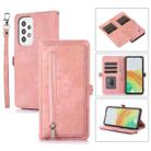 For Samsung Galaxy A53 5G Zipper Card Slot Buckle Wallet Leather Phone Case(Pink) - 1