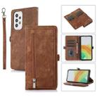 For Samsung Galaxy A53 5G Zipper Card Slot Buckle Wallet Leather Phone Case(Brown) - 1