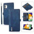 For Samsung Galaxy A12 5G Zipper Card Slot Buckle Wallet Leather Phone Case(Blue) - 1