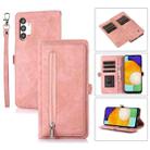 For Samsung Galaxy A12 5G Zipper Card Slot Buckle Wallet Leather Phone Case(Pink) - 1