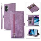 For OnePlus 10 Pro 5G Zipper Card Slot Buckle Wallet Leather Phone Case(Purple) - 1