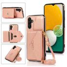 For Samsung Galaxy A13 5G Cross-body Wallet Card Bag Leather Phone Case(Rose Gold) - 1