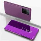 For Xiaomi 13 Pro Plated Mirror Horizontal Flip Leather Case with Holder(Purple) - 1