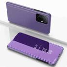 For Xiaomi 13 Pro Plated Mirror Horizontal Flip Leather Case with Holder(Purple Blue) - 1