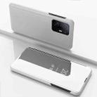 For Xiaomi 13 Pro Plated Mirror Horizontal Flip Leather Case with Holder(Silver) - 1